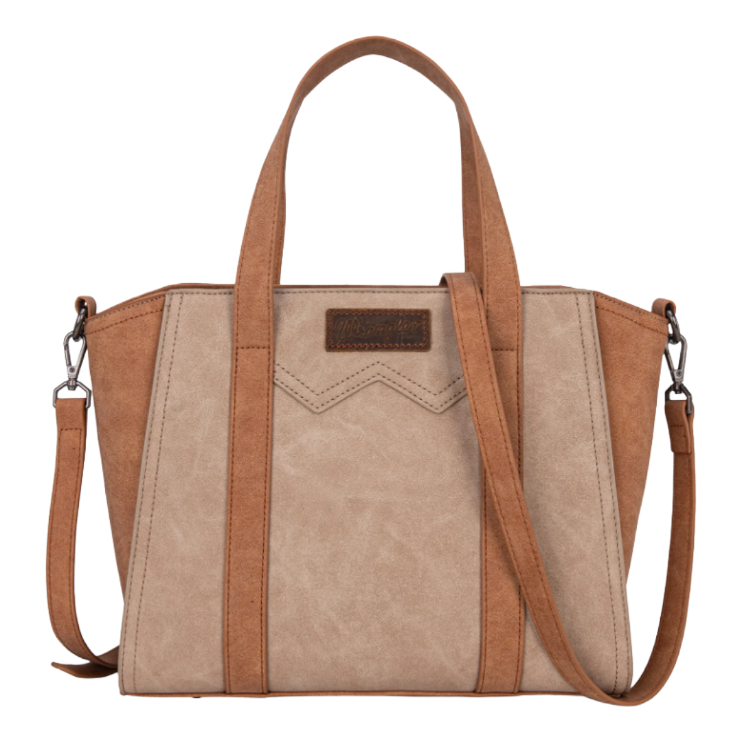 Wrangler Ladies "W" Stitch Two Tone Tan Crossbody Tote Bag WG162-8012TN