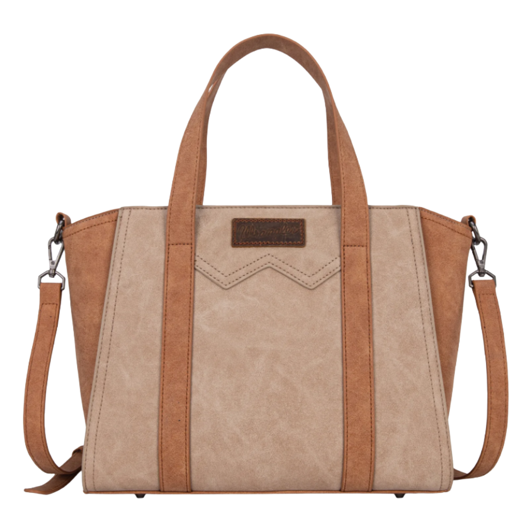 Wrangler Ladies "W" Stitch Two Tone Tan Crossbody Tote Bag WG162-8012TN
