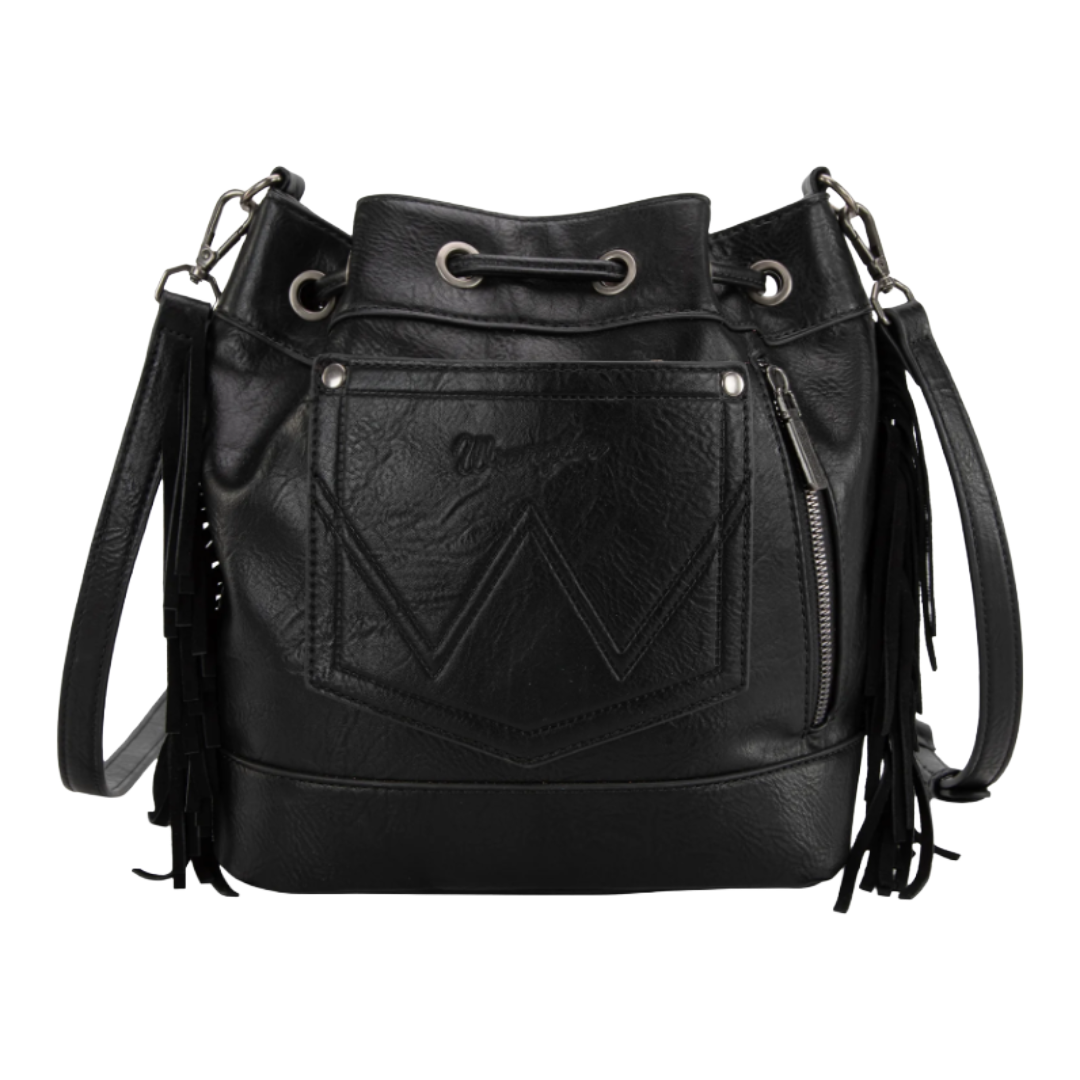 Wrangler Ladies Black Southwestern Knitted Drawstring Crossbody Bag WG174-2029BK