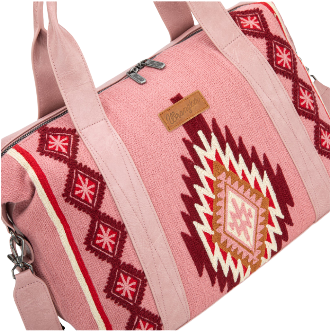 Wrangler Ladies Southwestern Print Hot Pink Duffle Bag WG174-5110HPK
