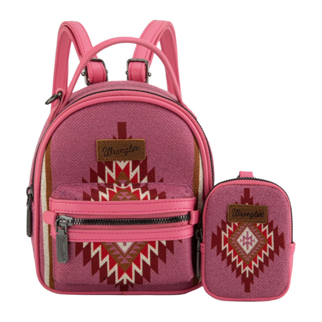 Wrangler Ladies Southwestern Hot Pink Mini Backpack With Coin Purse WG174-8601HPK