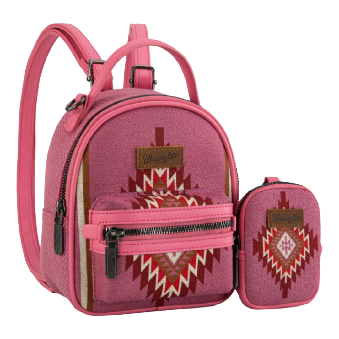 Wrangler Ladies Southwestern Hot Pink Mini Backpack With Coin Purse WG174-8601HPK