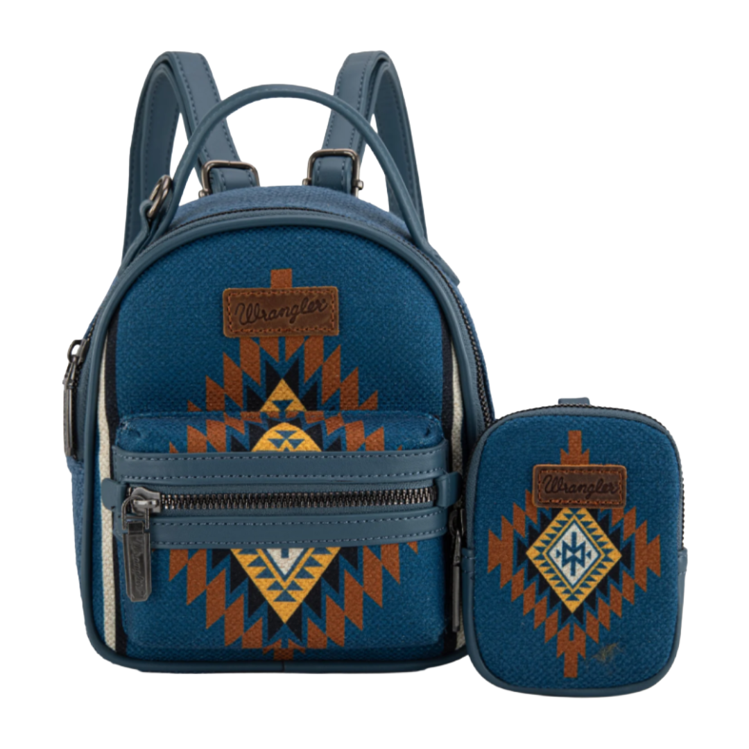 Wrangler Ladies Southwestern Jean Mini Backpack With Coin Purse WG174-8601JN