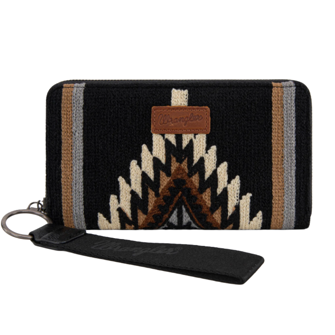 Wrangler Ladies Black Southwestern Knitted Wallet Wristlet WG174-W006BK