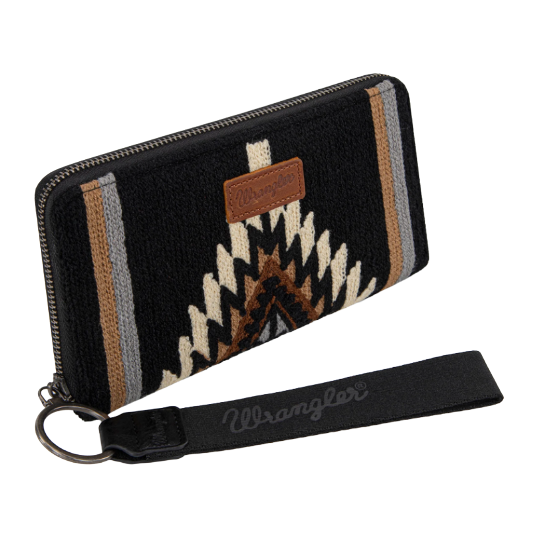 Wrangler Ladies Black Southwestern Knitted Wallet Wristlet WG174-W006BK