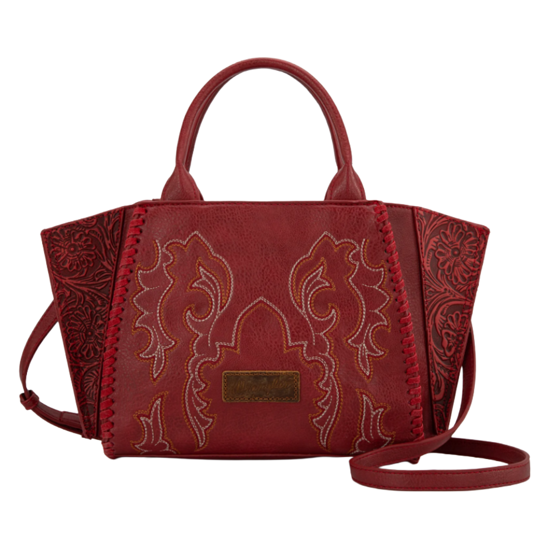 Wrangler Red Embroidered Trapezoid Concealed Carry Crossbody Tote WG145G-8300RD