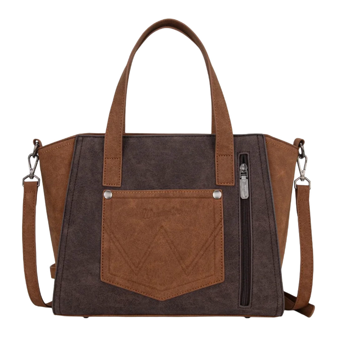 Wrangler Ladies "W" Stitch Two Tone Coffee Crossbody Tote Bag WG162-8012CF