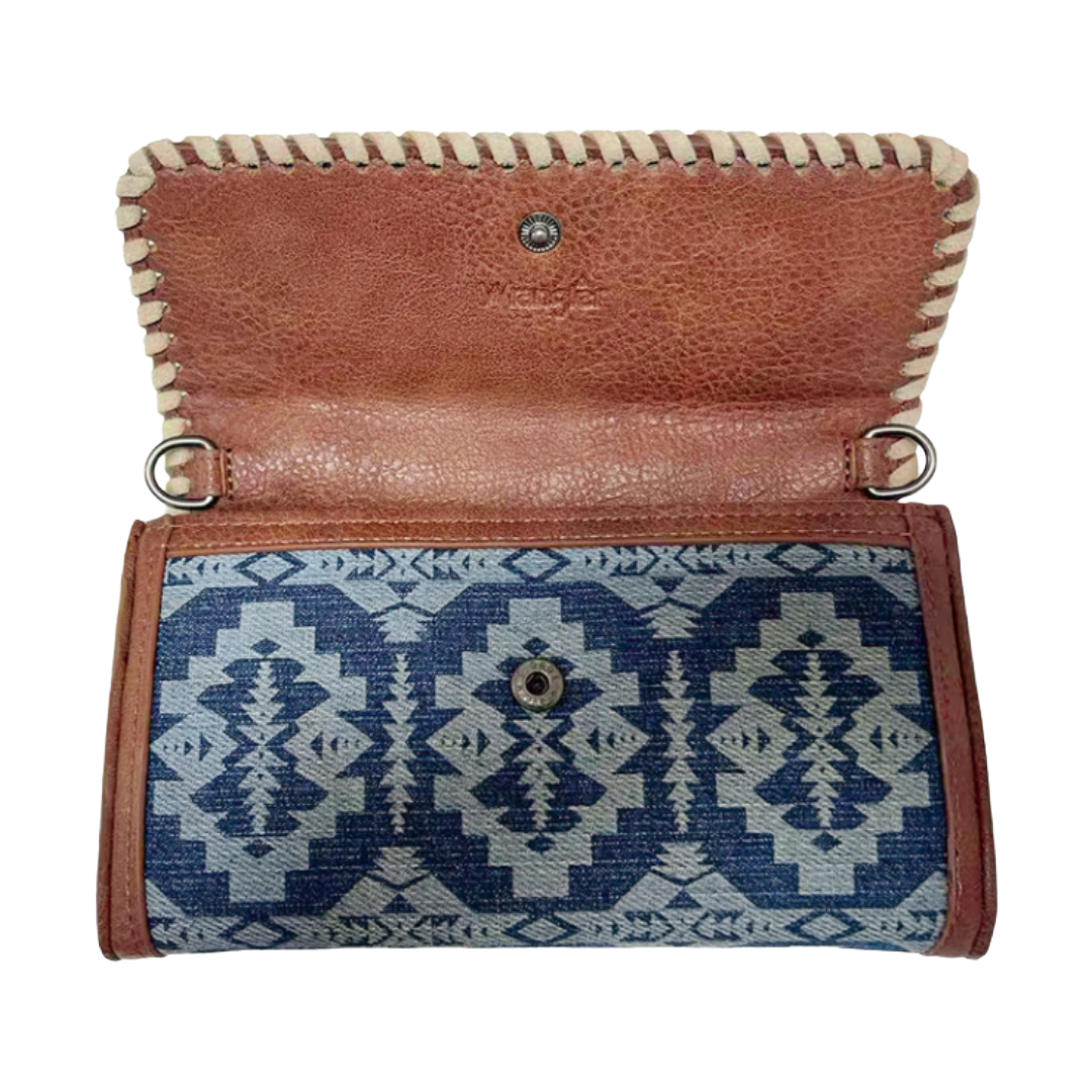 Wrangler Ladies Jean Southwestern Print Wristlet Wallet Crossbody Bag WG2212-C012JN