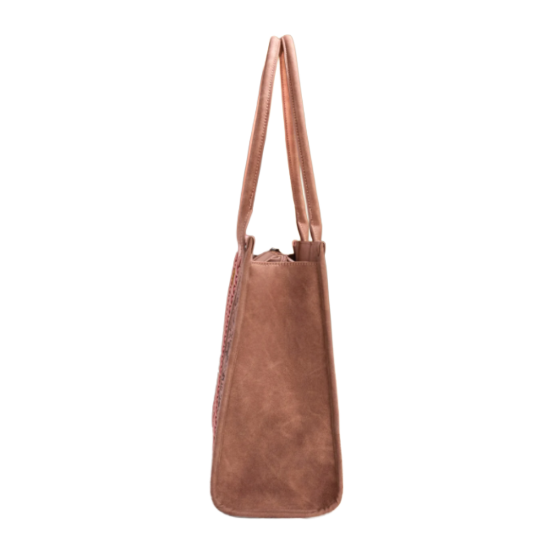 Wrangler Ladies Tooled Aztec Pattern Concealed Carry Dark Pink Large Tote WG226G-8119DPK