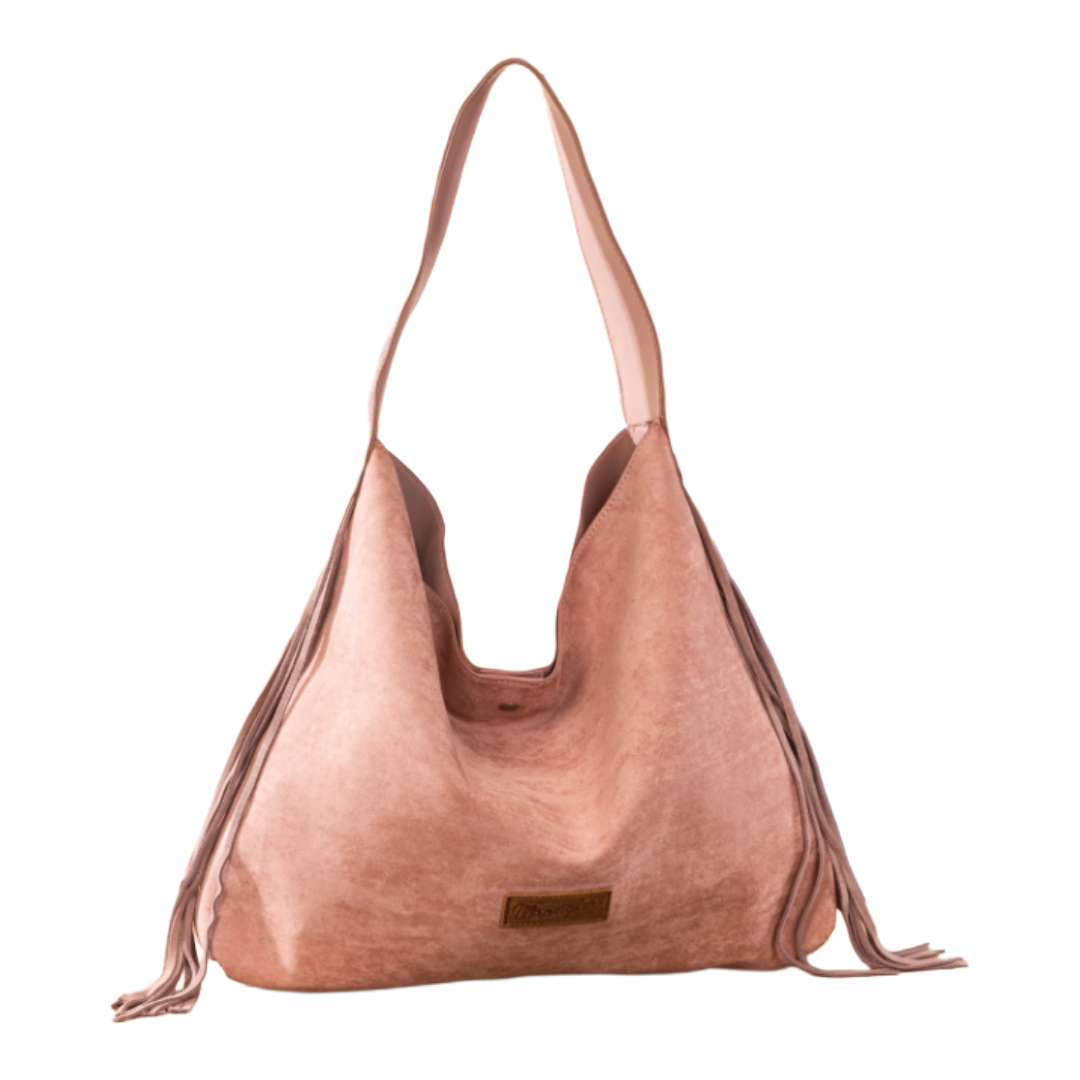 Wrangler Ladies Dark Pink Fringe Floral Tooled Hobo Bag WG239-9182DPK