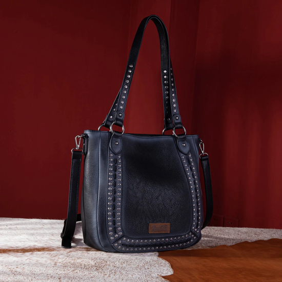 Wrangler Ladies Rivets Concealed Carry Oversize Brown Crossbody Tote Bag WG64-G2002BK