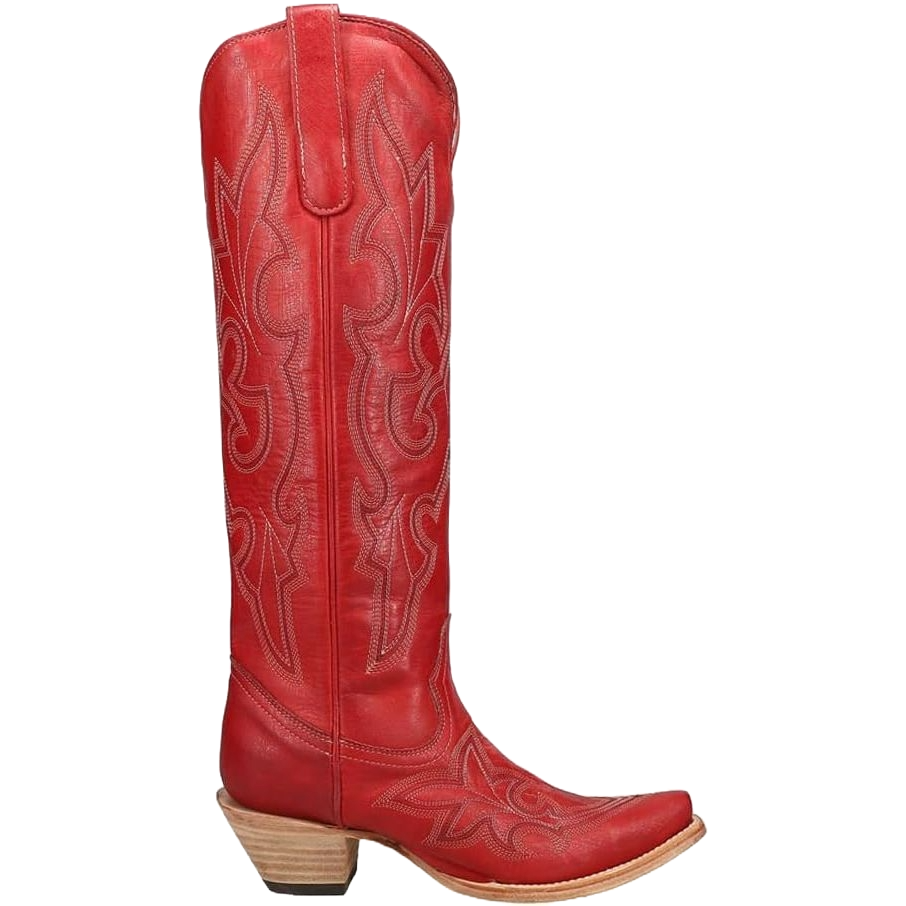 Corral Ladies Red Embroidered Snip Toe Zipper Western Boots A4465
