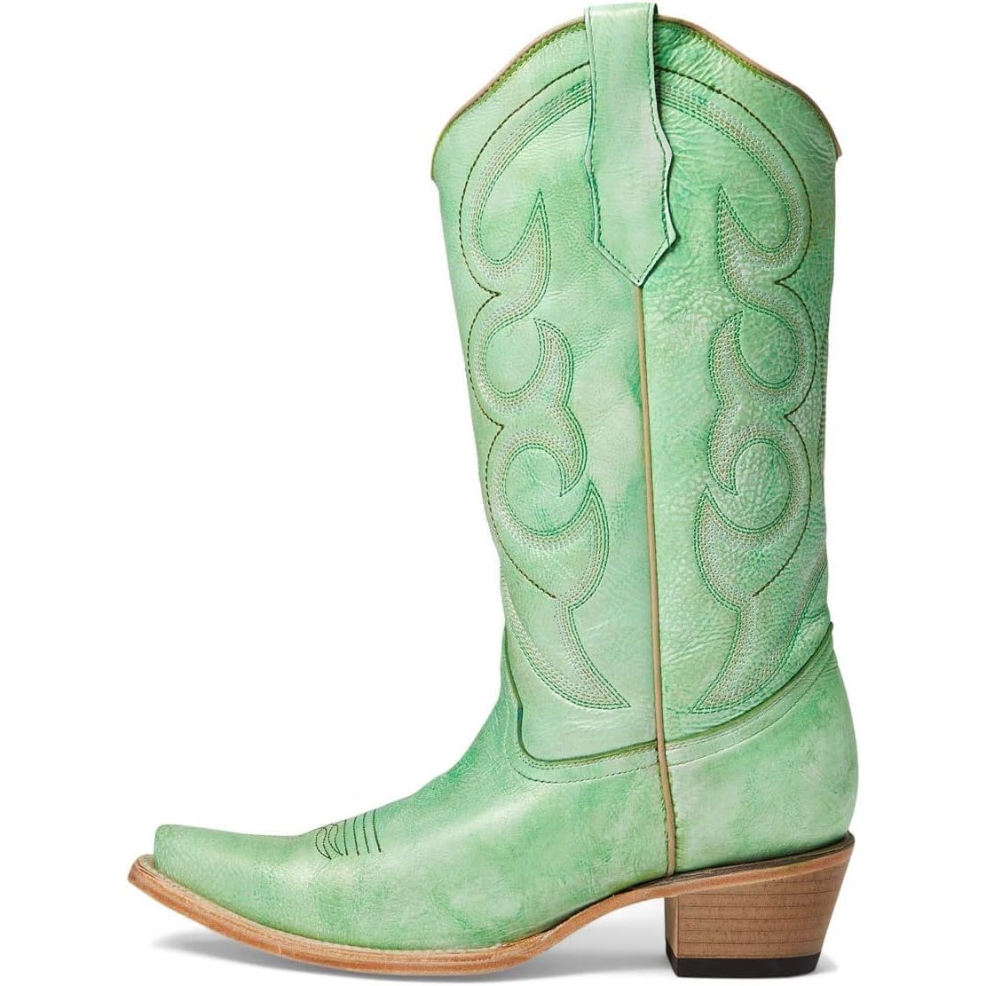 Circle G by Corral Ladies Hand Painted Lime Green Snip Toe Boots L5969
