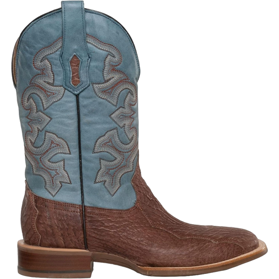 Corral Men's Honey Brown Shark & Blue Wide Square Toe Boots A4421