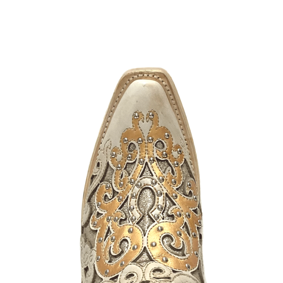Corral® Ladies White Glitter Inlay Bull Skull Horseshoe Boots A4408