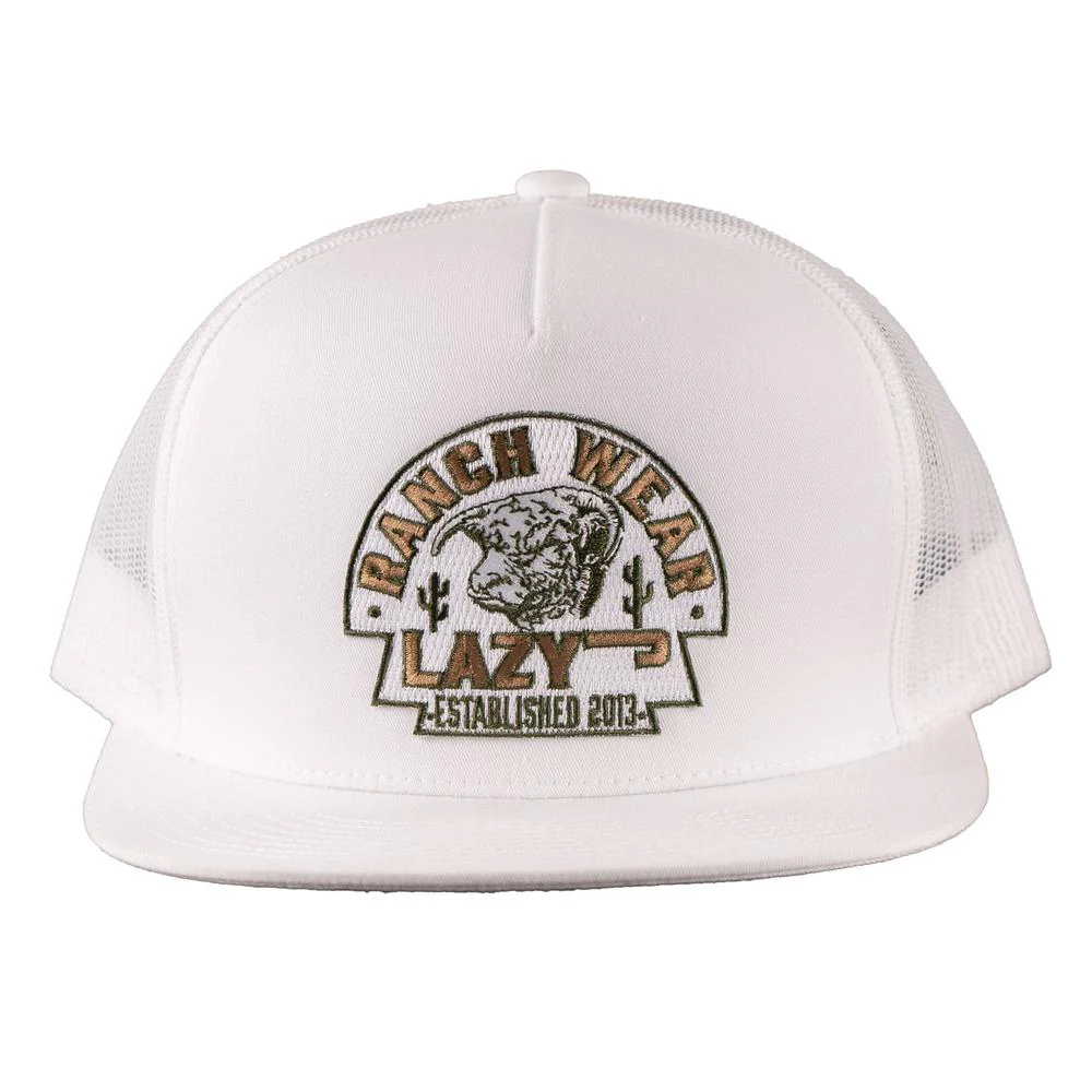 Lazy J Ranch White Olive Arrowhead Classic Trucker Hat WHITE4-AH-OLV