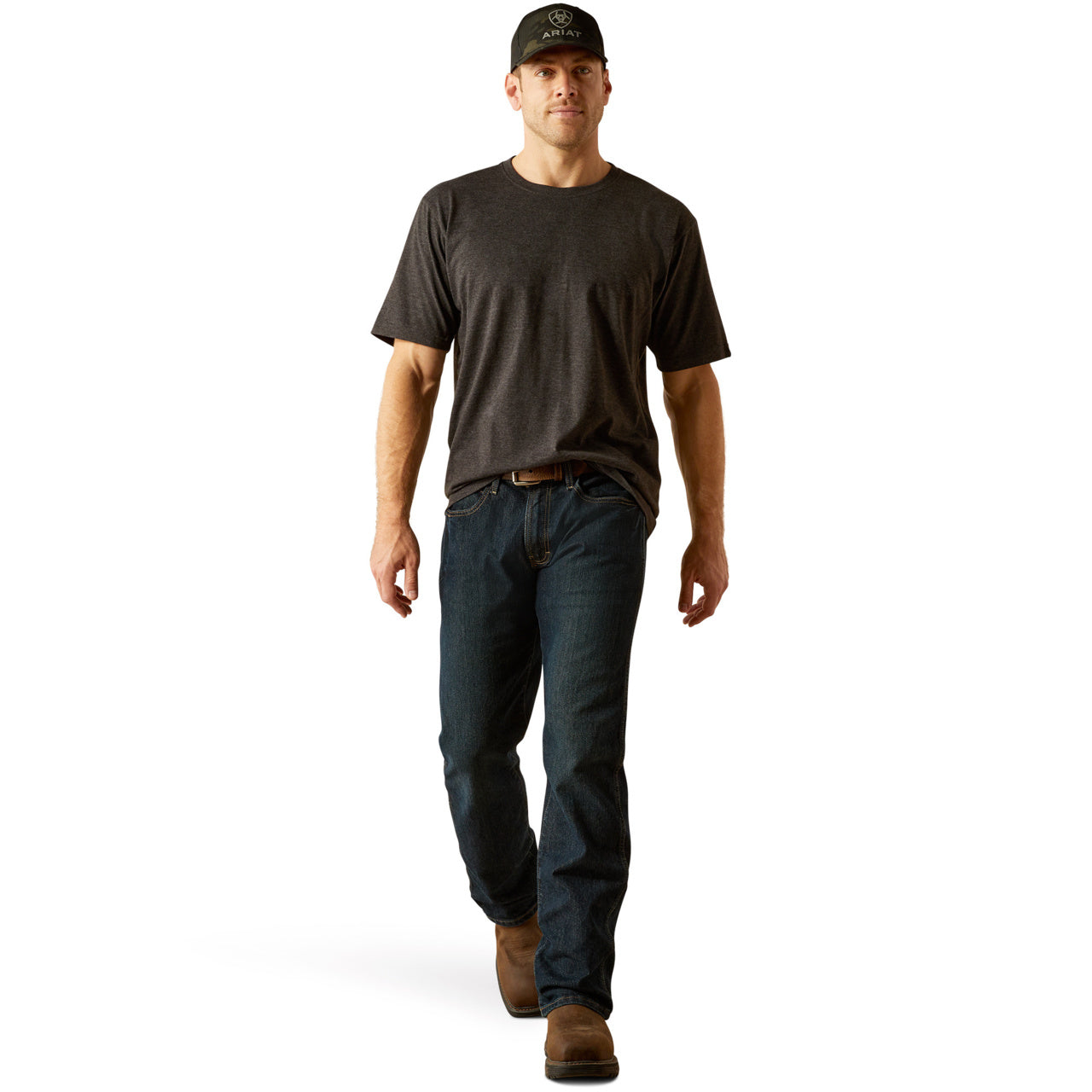 Ariat Men's Rebar Cotton Strong Charcoal Heathered Work T-Shirt 10054638