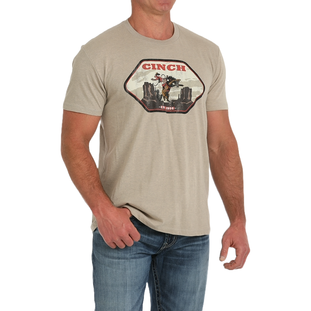 Cinch Men's Khaki Brown Bucking Horse T-Shirt MTT1690662