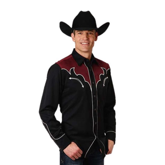 Roper Men's Old West Collection Embroidery Snap Shirt 03-001-0040-0643