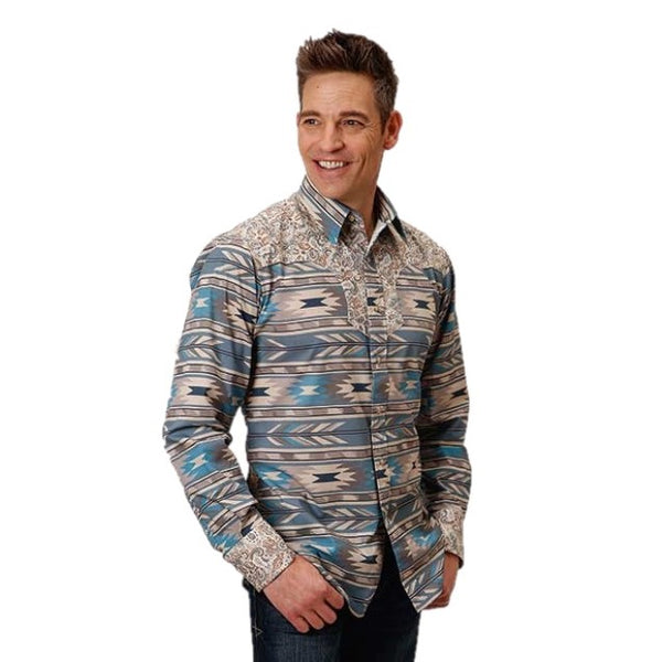 Roper Men's Horizontal Aztec Print Long Sleeve Shirt 03-001-0067-0771