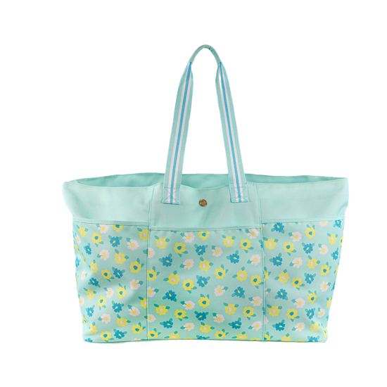 Simply Southern Flower Aqua Blue Beach Tote Bag 0124-BAG-BEACHTOTE-FLWR