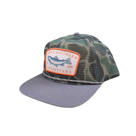 Simply Southern Men's Fish Camo Snapback Hat 0124-MN-HAT-CURVED-FISH