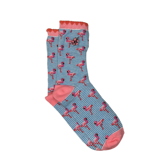 Simply Southern Ladies Flamingo Pink & Blue Socks 0124-SOCK-FLMNGO