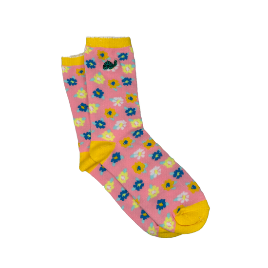 Simply Southern Ladies Floral Pink & Yellow Socks 0124-SOCK-FLWR
