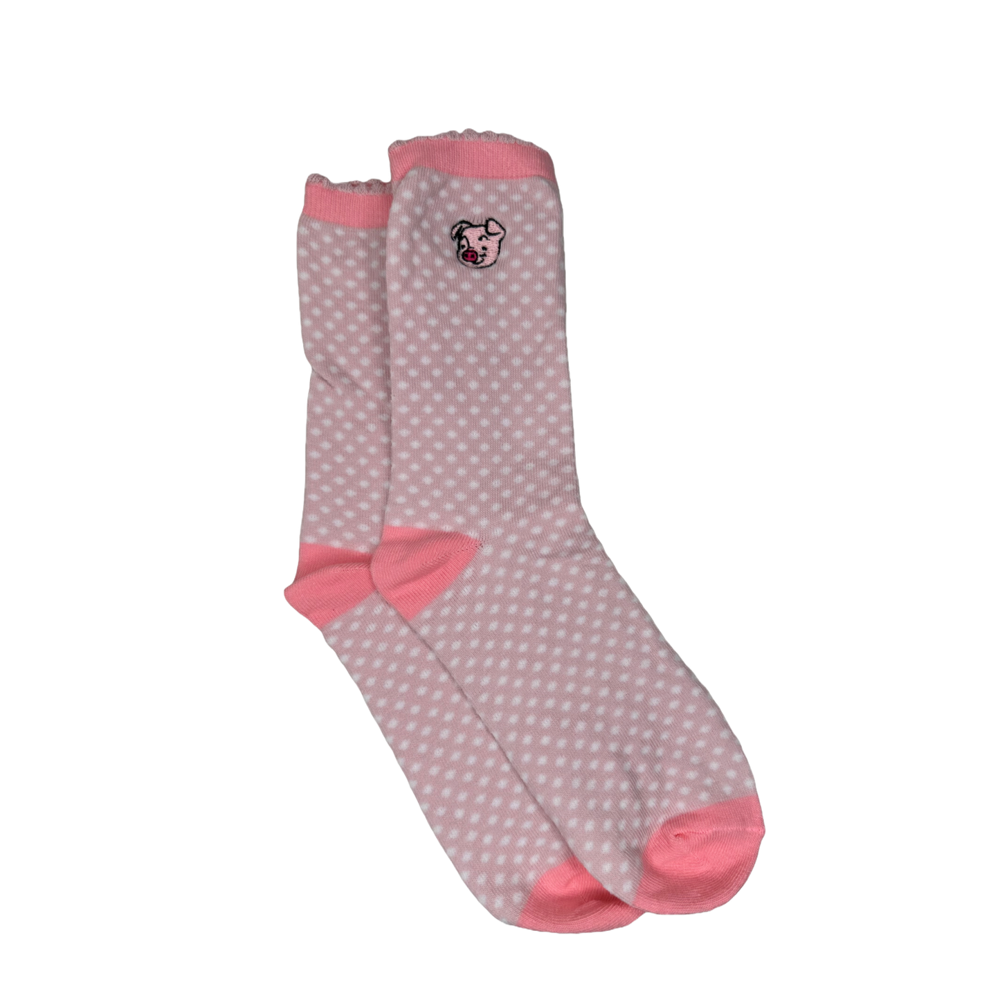 Simply Southern Ladies Pig Poke- A- Dot white & Pink Socks 0124-SOCK-PIG