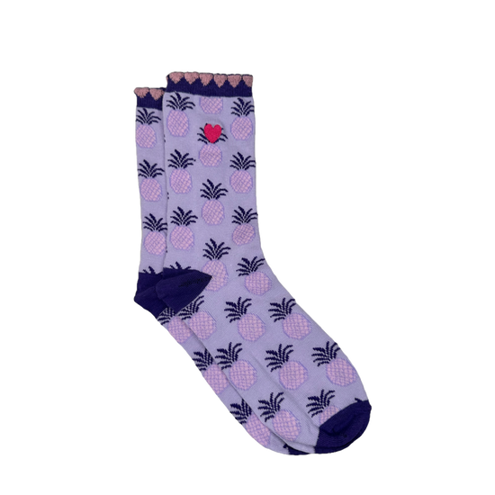 Simply Southern Ladies Pineapple Printed Purple Socks 0124-SOCK-PINE