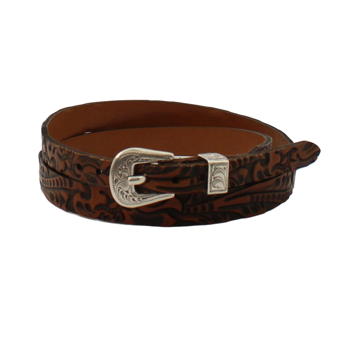 Twister Western Floral Embossed Brown Leather Hatband 0275102