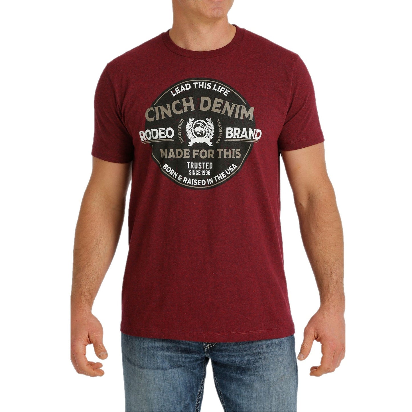 Cinch Men's Burgundy Denim Brand Graphic T-Shirt MTT1690498