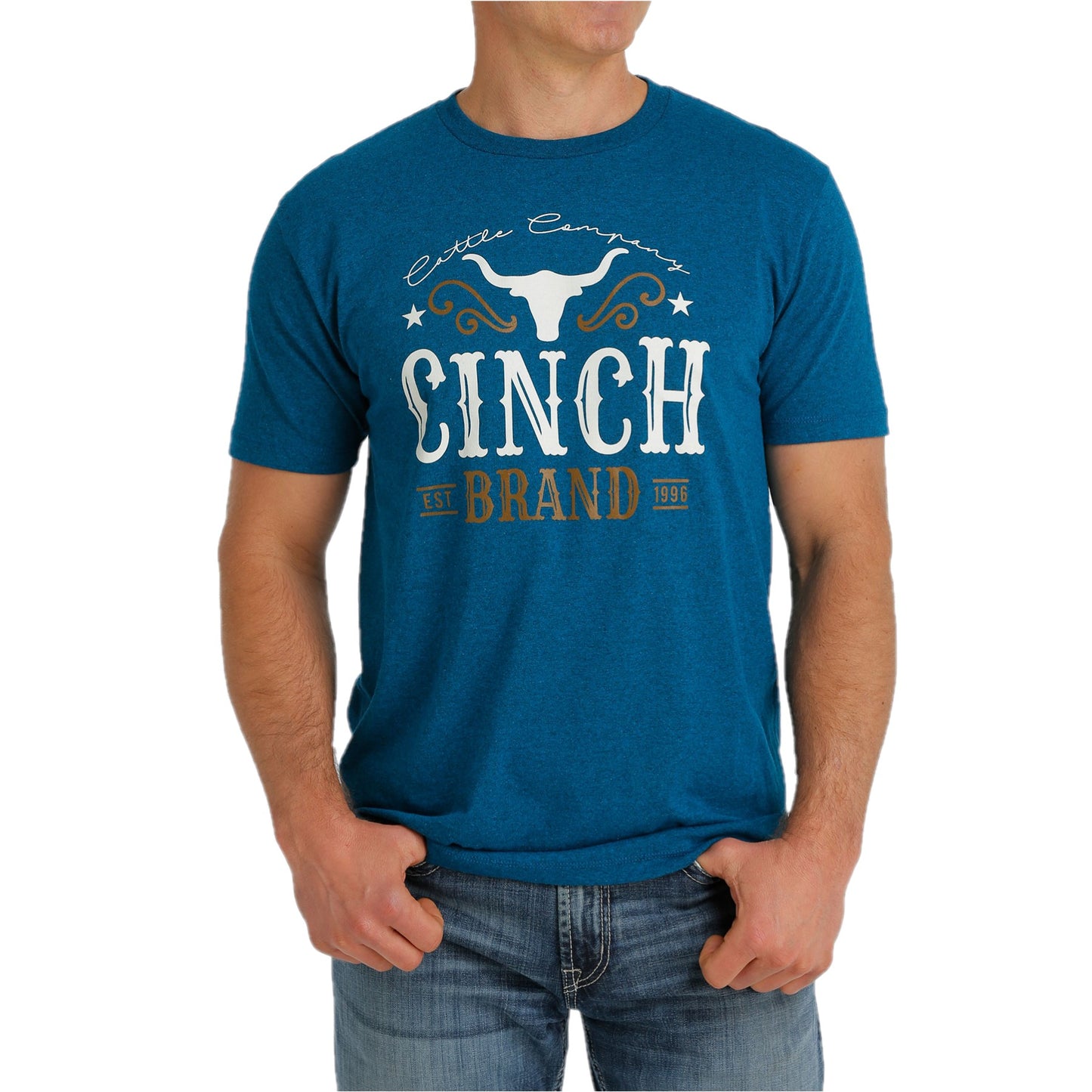 Cinch Men's Teal Cinch Brand Graphic Short Sleeve T-Shirt MTT1690499