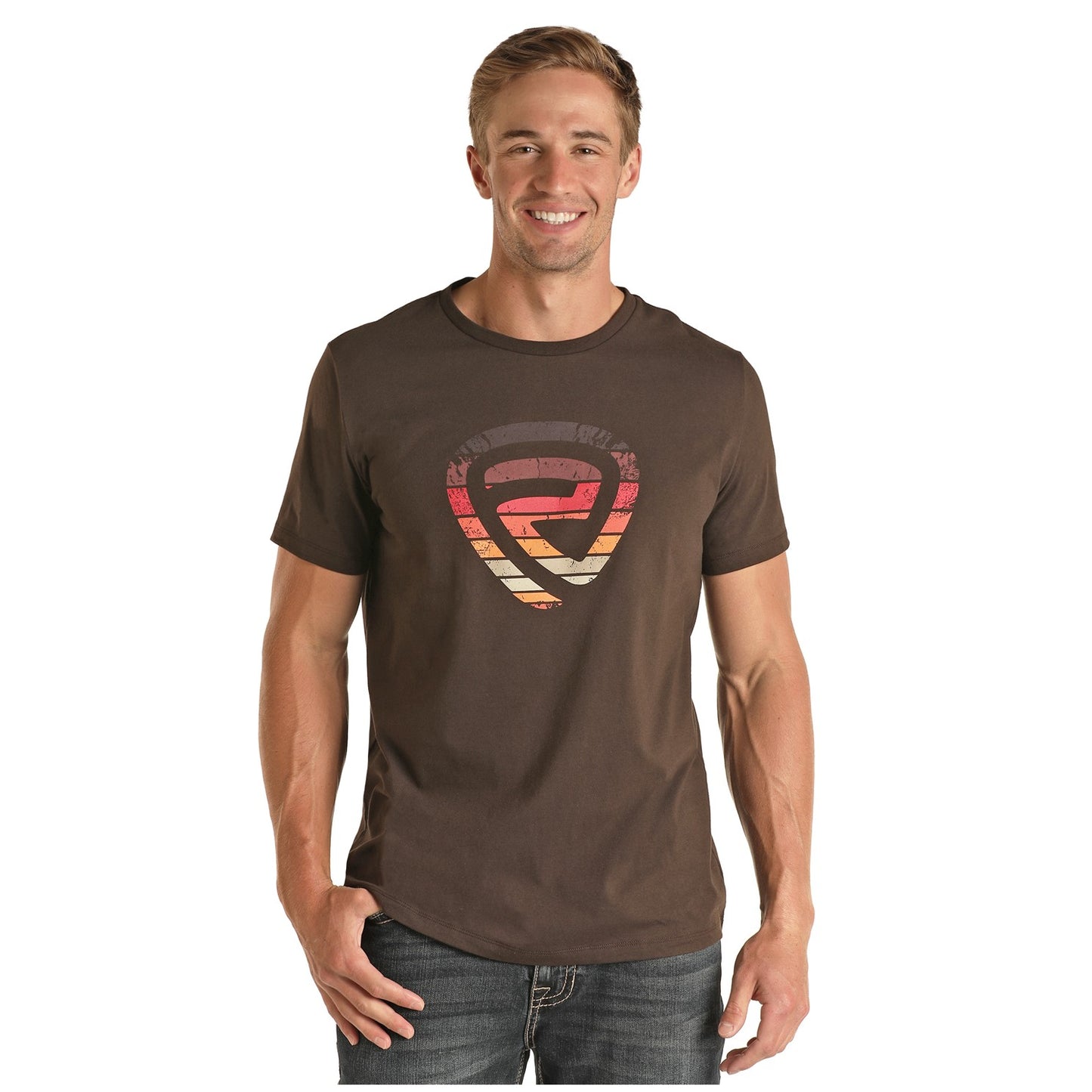 Rock& Roll Denim Men's Brown Logo T-Shirt P9-2614
