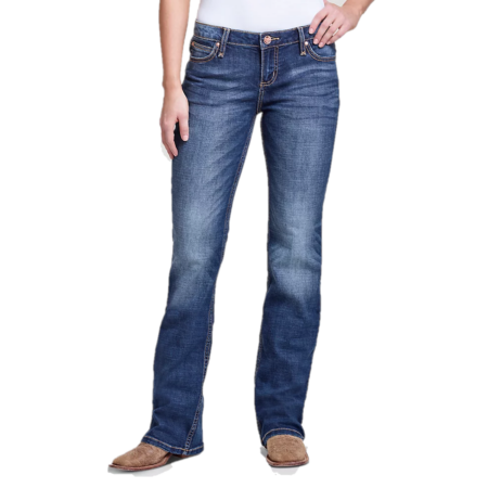 Wrangler® Ladies Retro Mae Mid Rise Dark Blue Bootcut Jeans 09MWZMS
