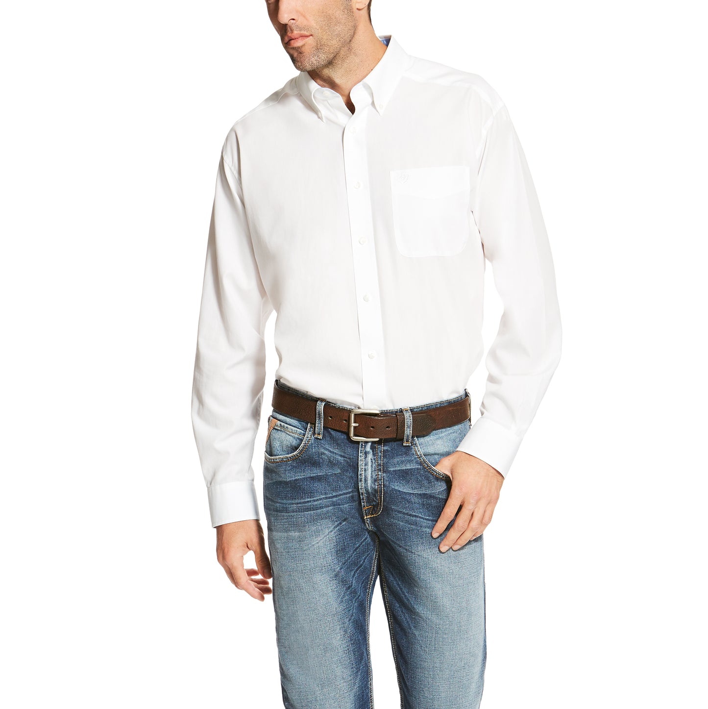 Ariat® Men's Wrinkle Free Solid White Button Down Shirt 10020331