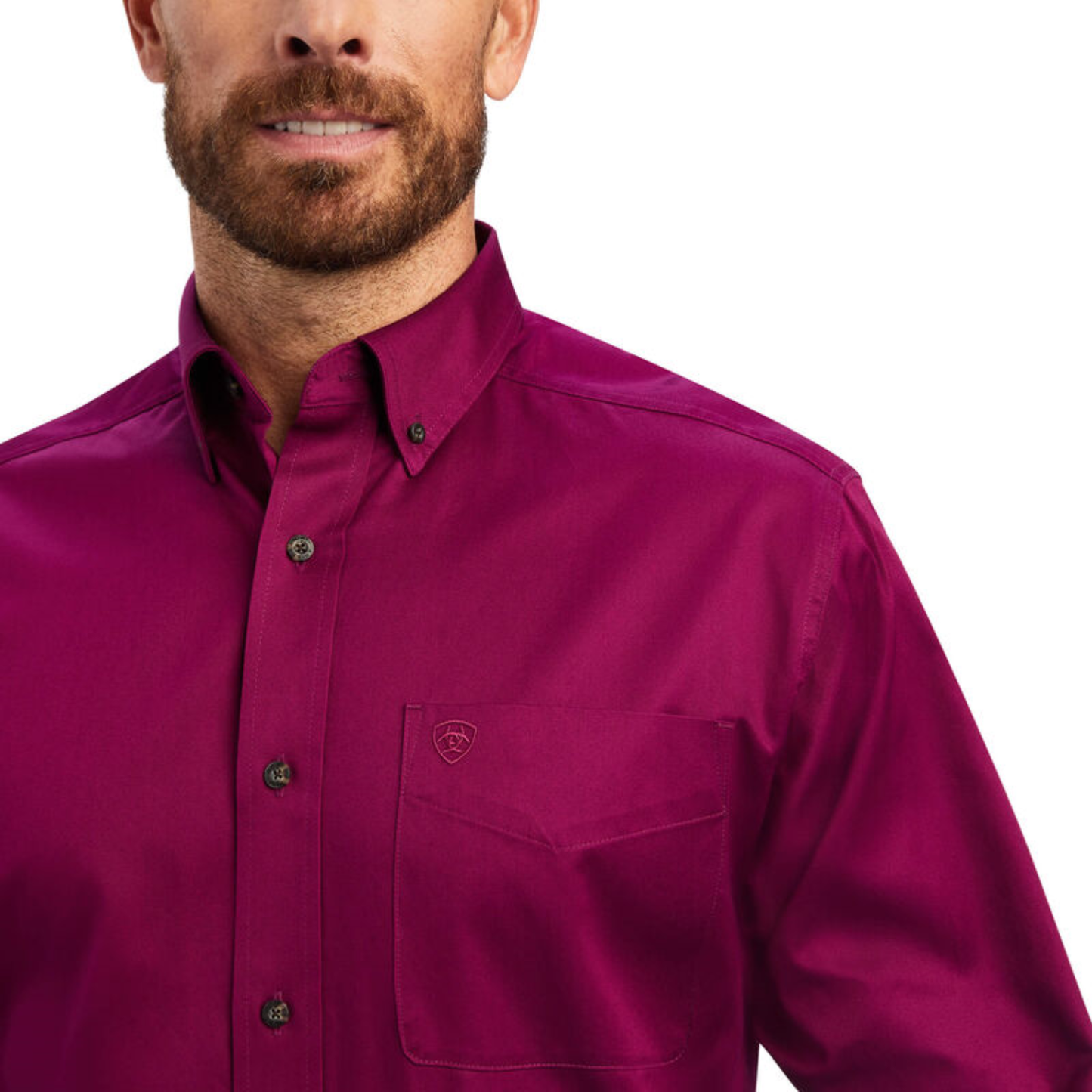 Ariat® Men's Solid Twill Magenta Purple Button Down Shirt 10042078