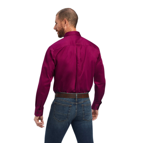 Ariat® Men's Solid Twill Magenta Purple Button Down Shirt 10042078