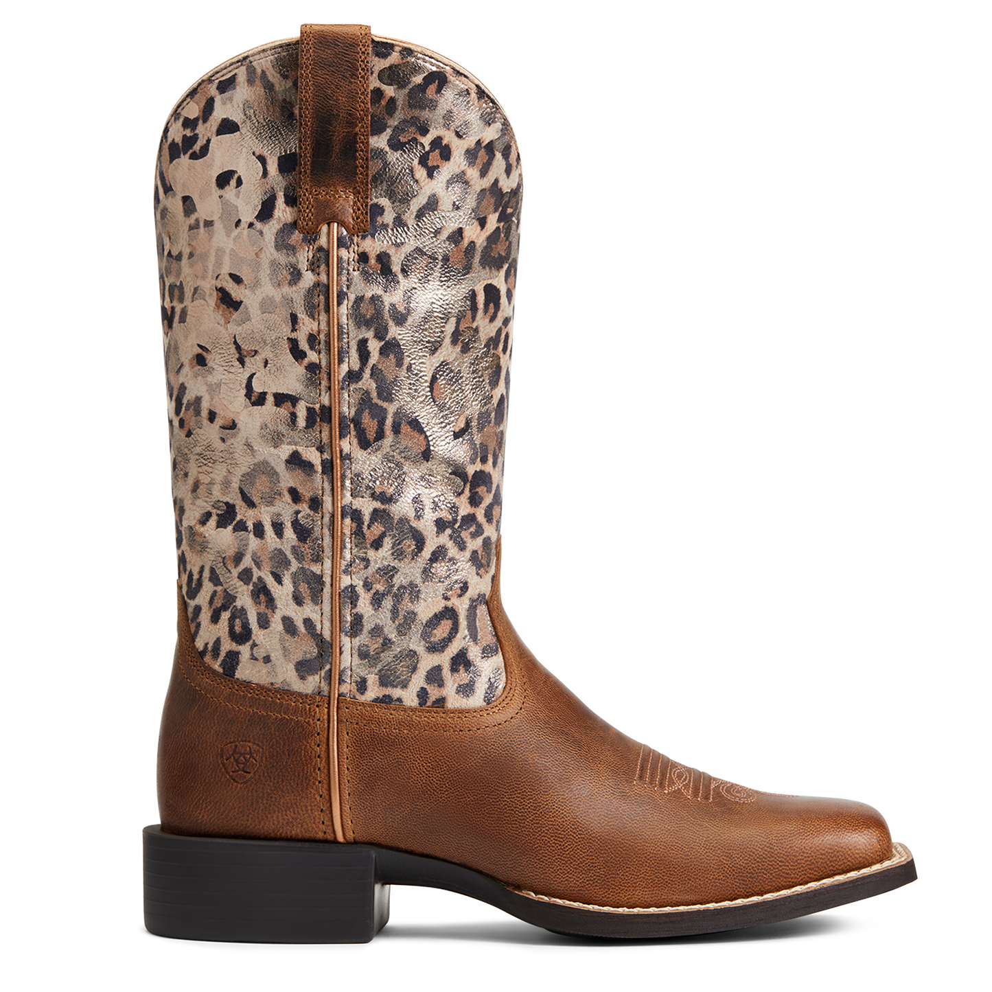 Ariat Ladies Round Up Pearl Brown & Leopard Wide Square 10040363