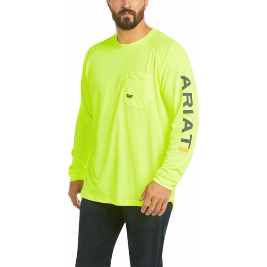 Load image into Gallery viewer, Ariat® Men&amp;#39;s Rebar Heat Fighter Long Sleeves Neon Lime Tee 10031031
