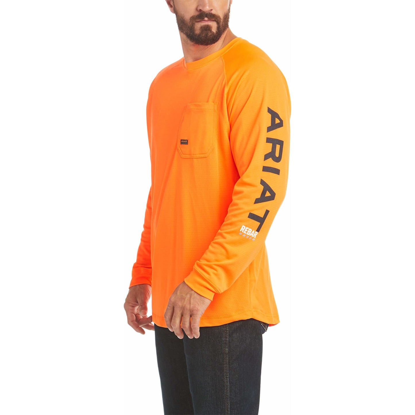 Load image into Gallery viewer, Ariat® Men&amp;#39;s Rebar Heat Fighter LS Neon Orange T-Shirt 10031034
