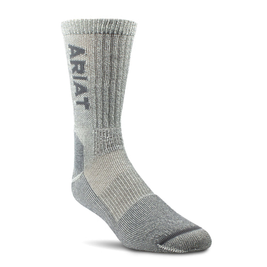 Ariat® Men's Lt. Weight Merino Blend Steel Toe Grey Work Socks 10036493
