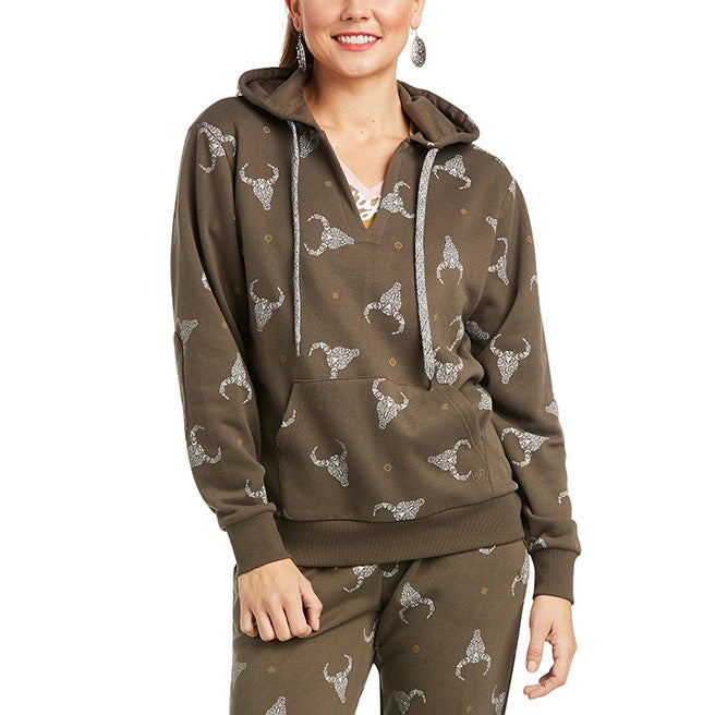 Ariat Ladies Ranch N Chill Brown Printed Sweatshirt 10037220