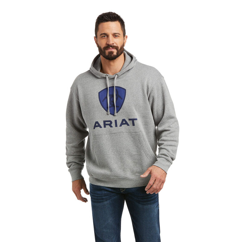 Ariat Men's Basic Heather Grey Raised Logo Sweatshirt Hoodie 10037265