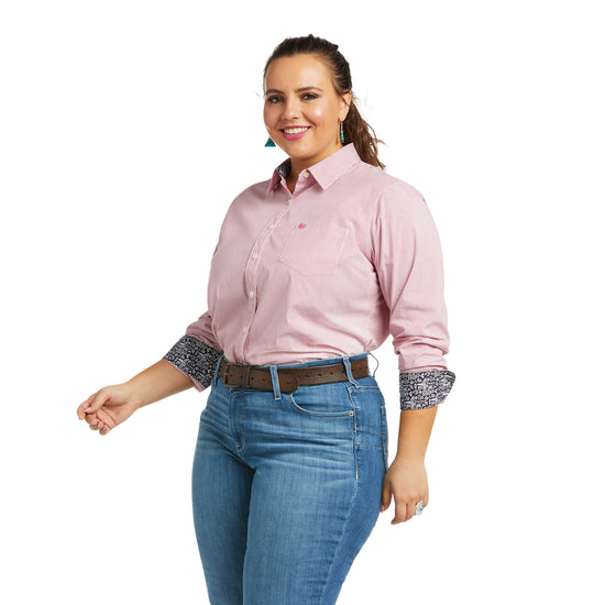 Ariat Ladies Kirby Stretch Pink Stripe Button Down Shirt 10037402