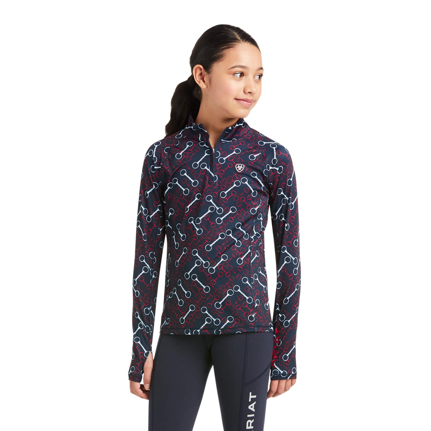 Ariat Youth Lowell 2.0 Team Print 1/4 Zip Baselayer Pullover 10037460