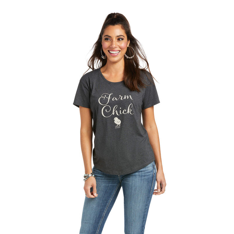 Ariat® Ladies Charcoal Farm Chick Short Sleeve T-Shirt 10037791