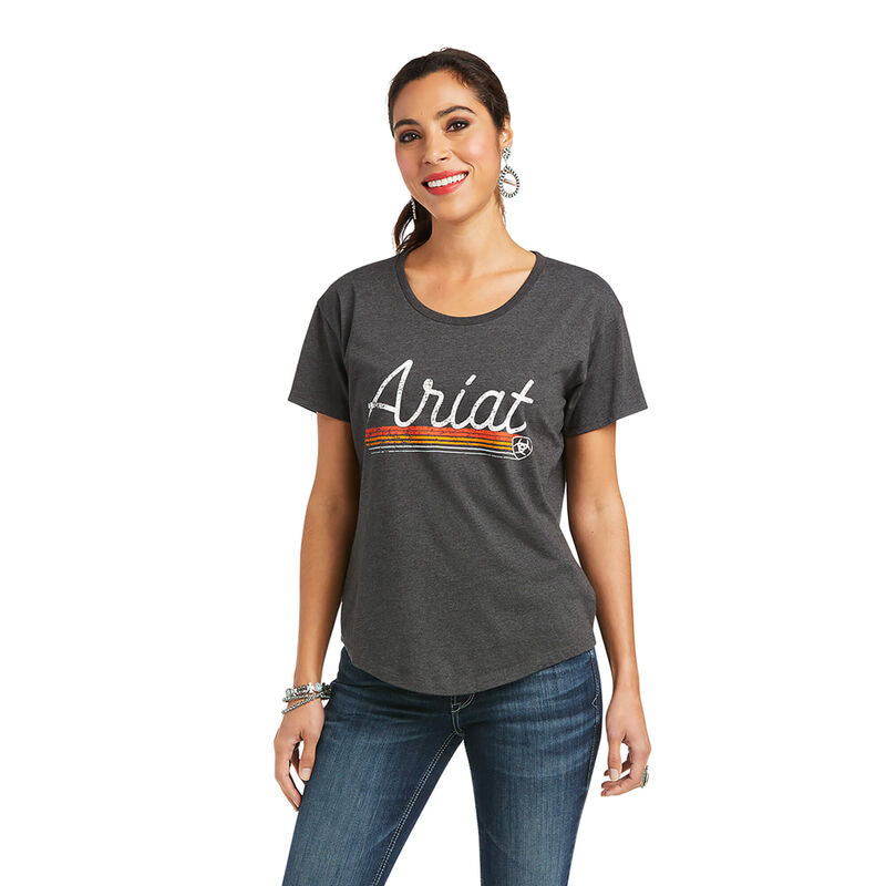 Ariat® Ladies Underline Script SS Charcoal Grey T-Shirt 10037939