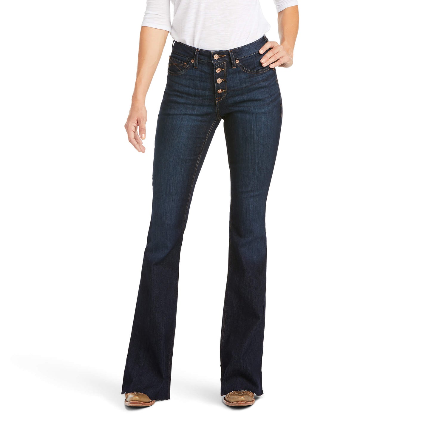 Ariat Ladies Ophelia R.E.A.L. High Rise Flare Raw Hem Jeans 10037959