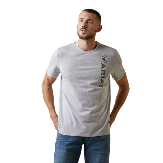 Ariat® Men's Vertical Logo Heather Grey Graphic T-shirt 10043371